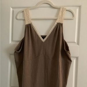 NWT Suzanne Betro Crochet Brown Cream Tank Top